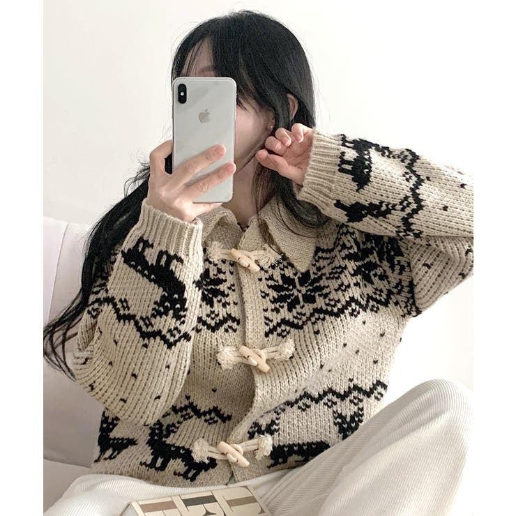 ノルディック柄ダッフルカーディガン ニットカーディガン セーター | Riff | 詳細画像9 