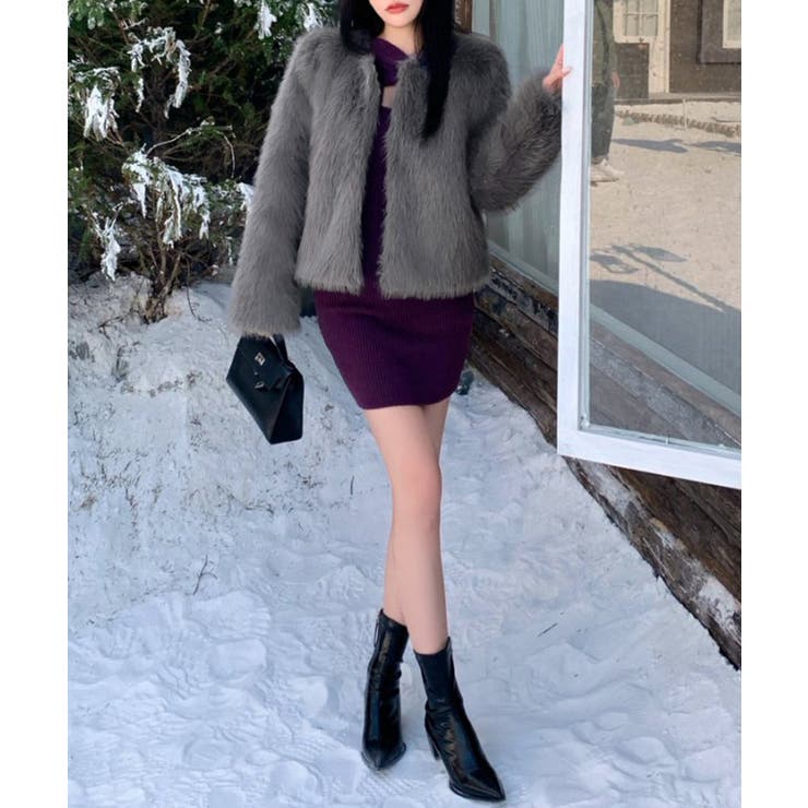 ファーショートコート フェイクファー もこもこ | Riff | 詳細画像10 