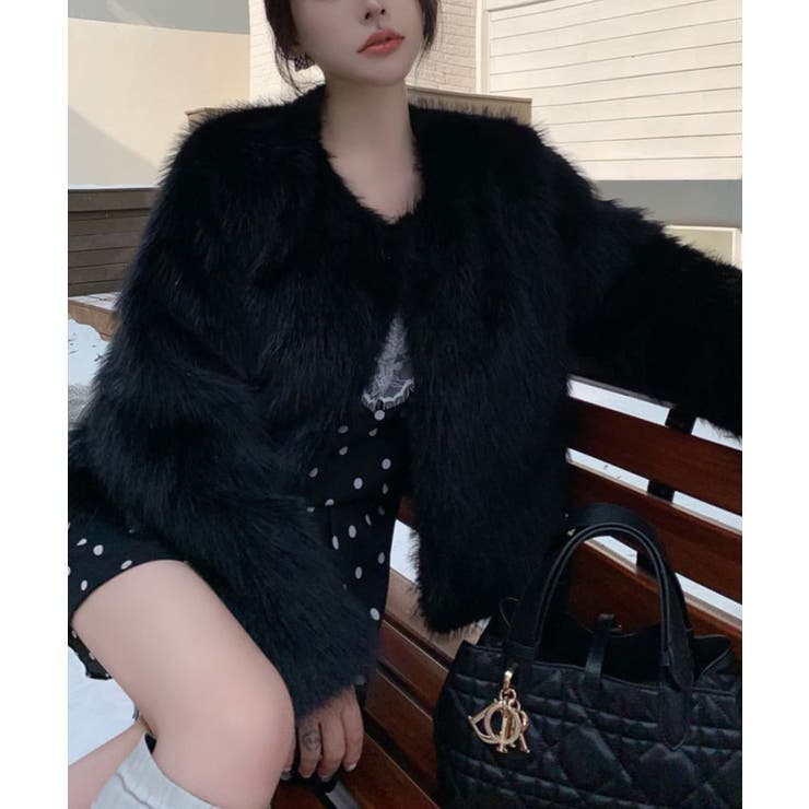 ファーショートコート フェイクファー もこもこ | Riff | 詳細画像14 