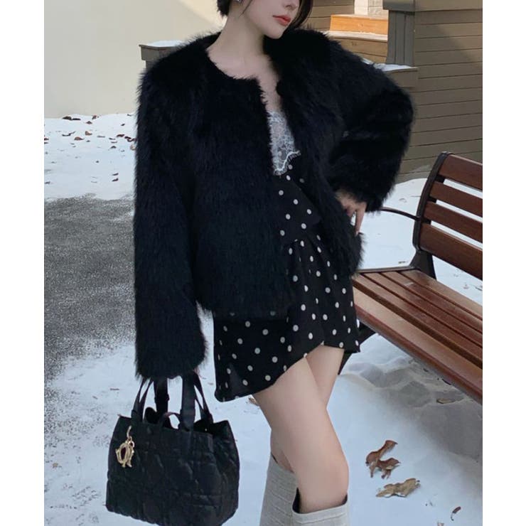 ファーショートコート フェイクファー もこもこ | Riff | 詳細画像16 