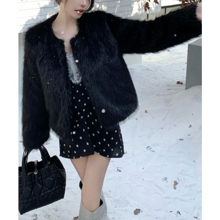 ファーショートコート フェイクファー もこもこ | Riff | 詳細画像17 