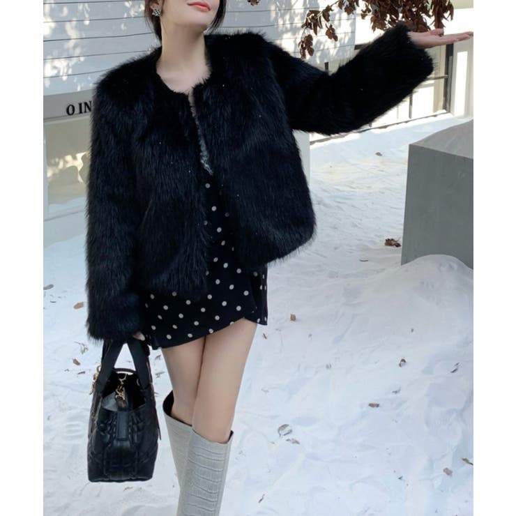 ファーショートコート フェイクファー もこもこ | Riff | 詳細画像18 