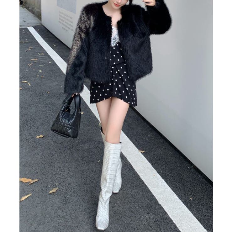 ファーショートコート フェイクファー もこもこ | Riff | 詳細画像20 