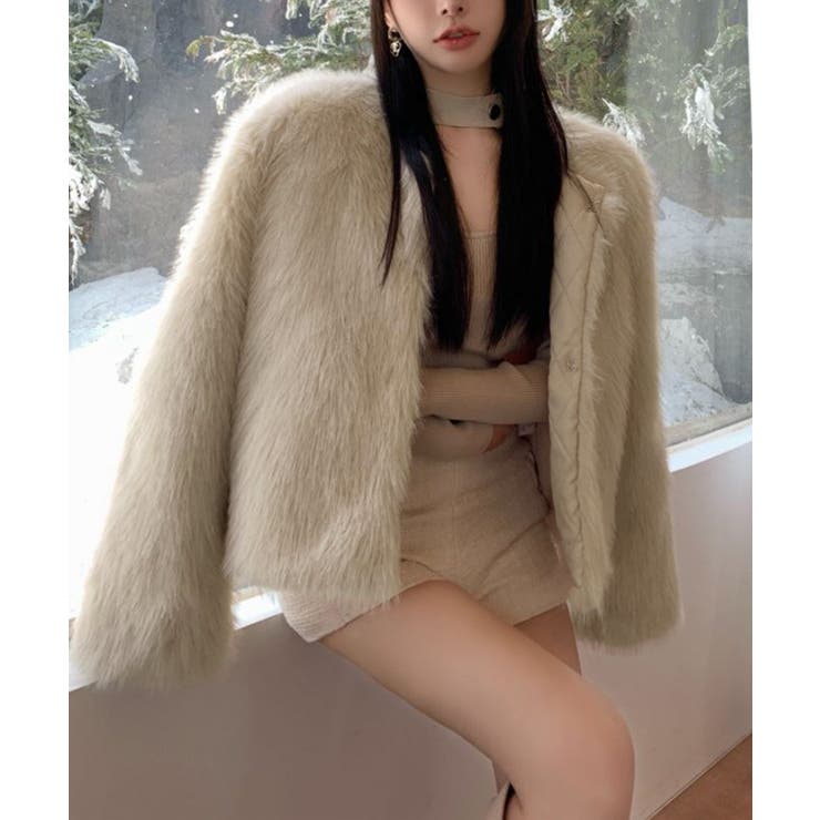 ファーショートコート フェイクファー もこもこ | Riff | 詳細画像23 