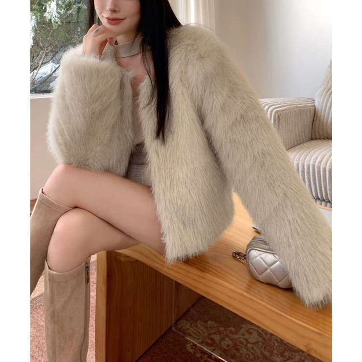 ファーショートコート フェイクファー もこもこ | Riff | 詳細画像24 