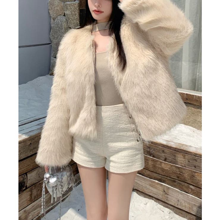 ファーショートコート フェイクファー もこもこ | Riff | 詳細画像25 