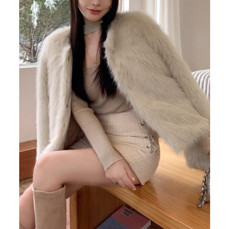 ファーショートコート フェイクファー もこもこ | Riff | 詳細画像27 