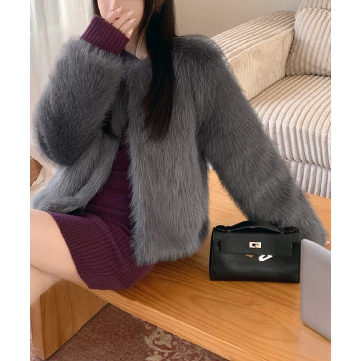 ファーショートコート フェイクファー もこもこ | Riff | 詳細画像3 