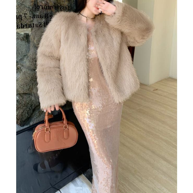 ファーショートコート フェイクファー もこもこ | Riff | 詳細画像32 