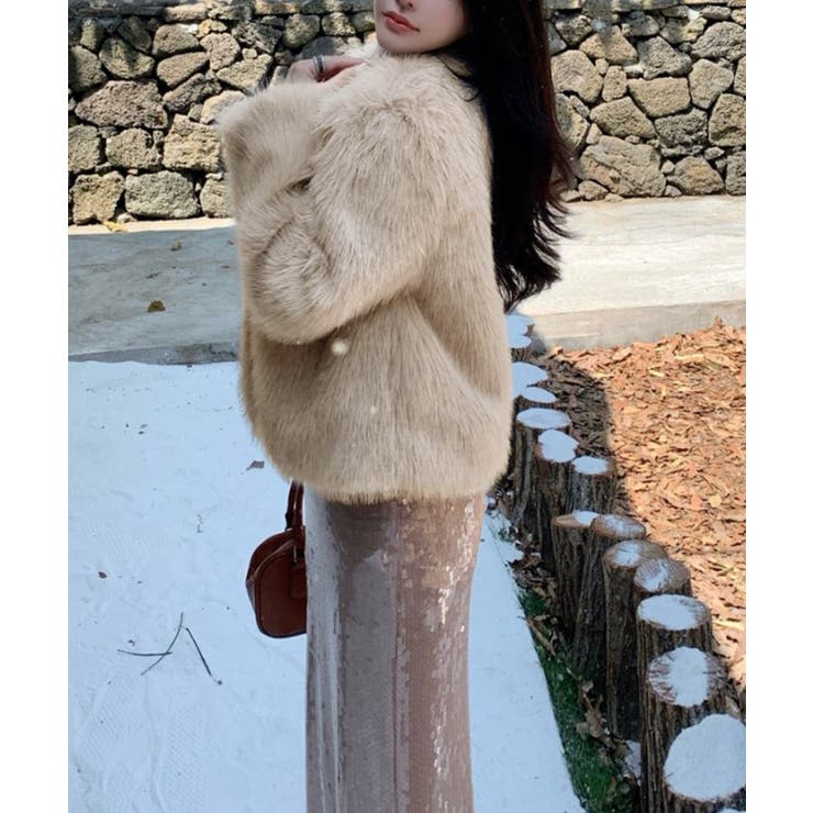 ファーショートコート フェイクファー もこもこ | Riff | 詳細画像35 