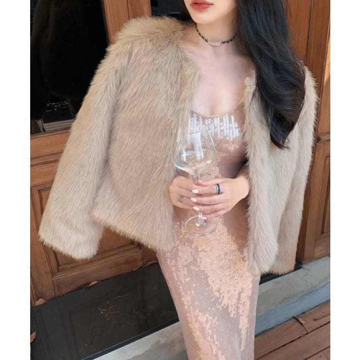 ファーショートコート フェイクファー もこもこ | Riff | 詳細画像36 