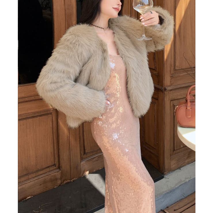 ファーショートコート フェイクファー もこもこ | Riff | 詳細画像37 