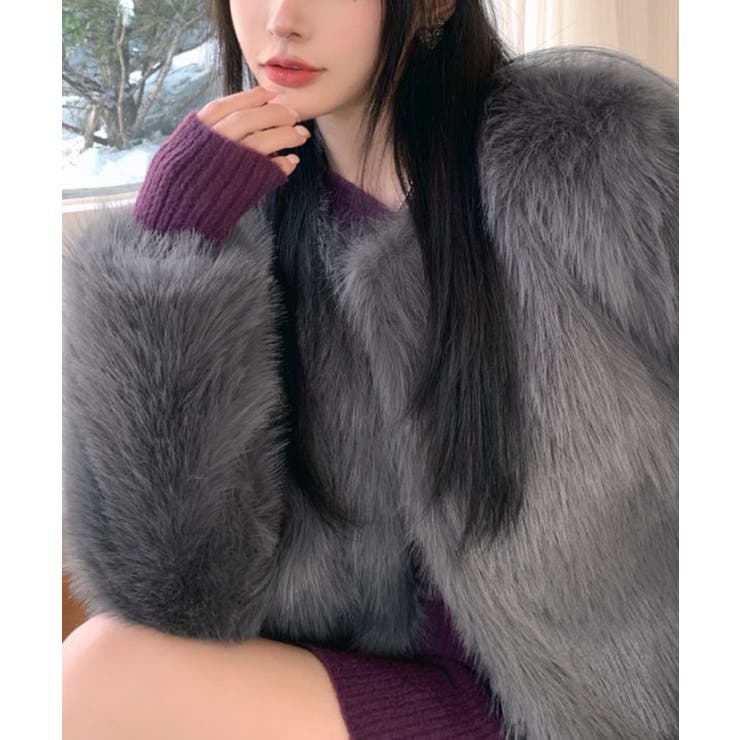 ファーショートコート フェイクファー もこもこ | Riff | 詳細画像4 