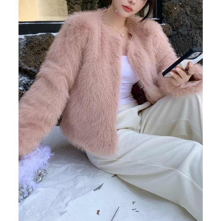 ファーショートコート フェイクファー もこもこ | Riff | 詳細画像40 