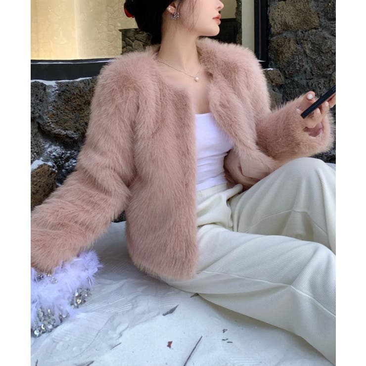 ファーショートコート フェイクファー もこもこ | Riff | 詳細画像41 