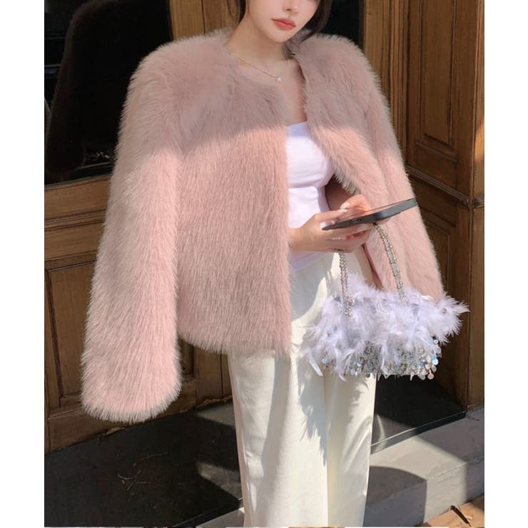 ファーショートコート フェイクファー もこもこ | Riff | 詳細画像43 