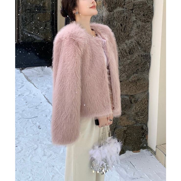 ファーショートコート フェイクファー もこもこ | Riff | 詳細画像46 