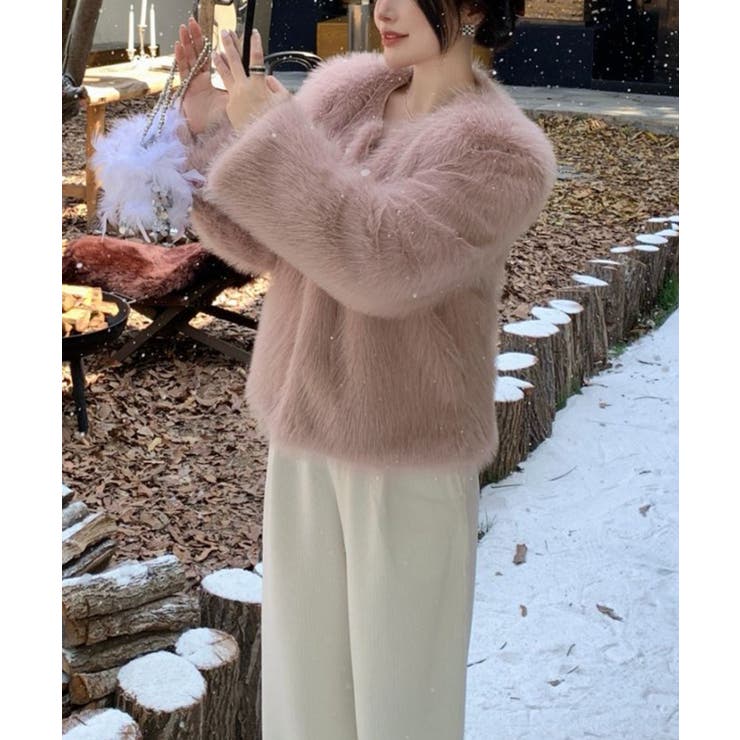 ファーショートコート フェイクファー もこもこ | Riff | 詳細画像47 