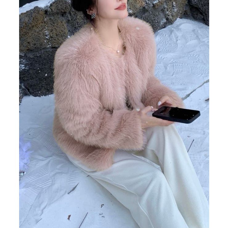 ファーショートコート フェイクファー もこもこ | Riff | 詳細画像48 