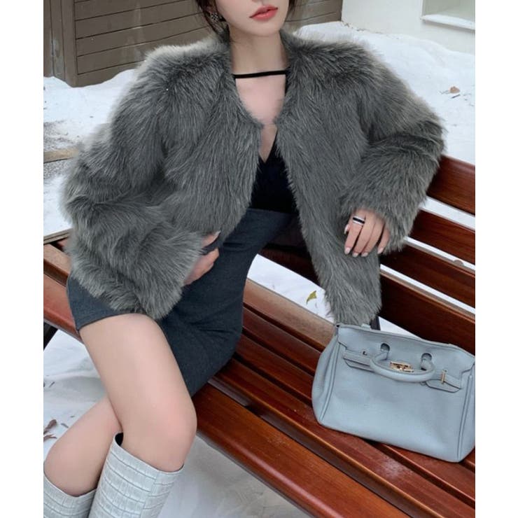 ファーショートコート フェイクファー もこもこ | Riff | 詳細画像49 