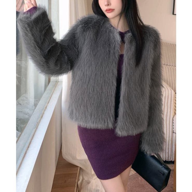 ファーショートコート フェイクファー もこもこ | Riff | 詳細画像5 