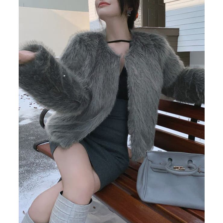 ファーショートコート フェイクファー もこもこ | Riff | 詳細画像50 