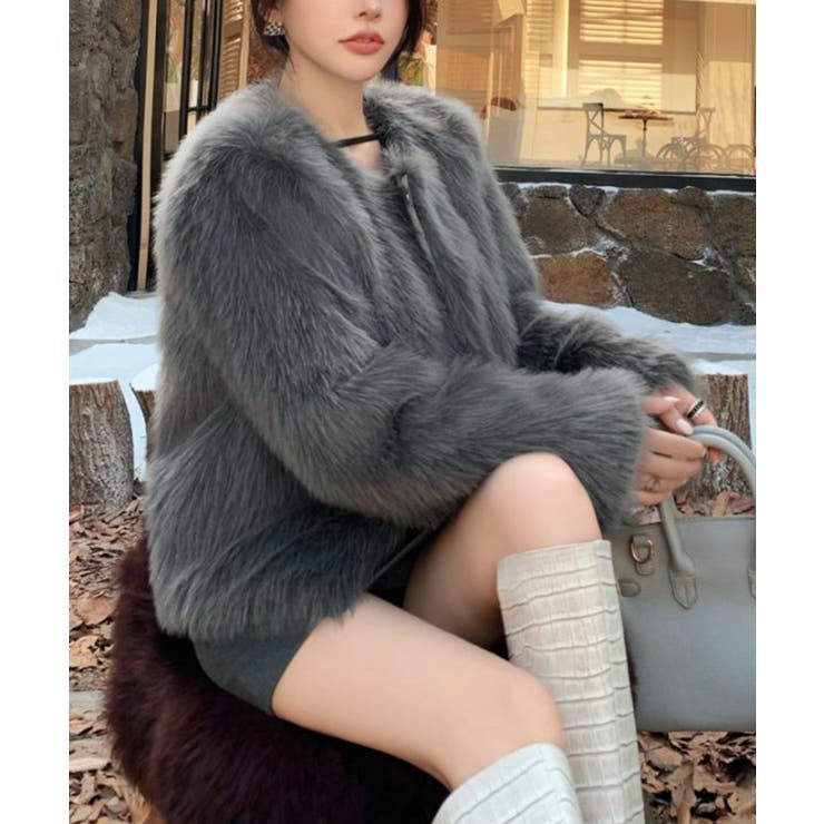 ファーショートコート フェイクファー もこもこ | Riff | 詳細画像51 