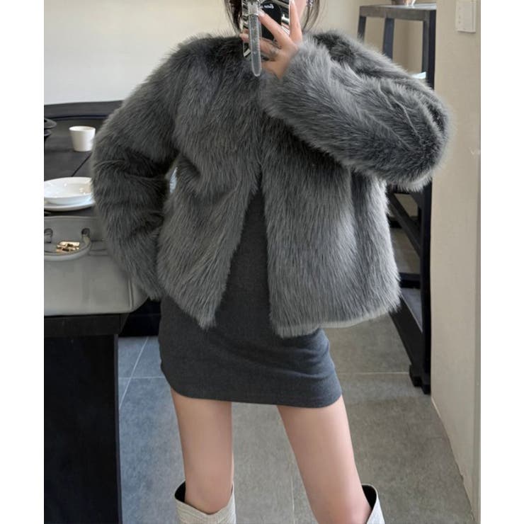 ファーショートコート フェイクファー もこもこ | Riff | 詳細画像52 