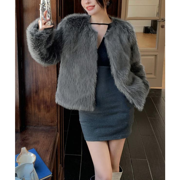 ファーショートコート フェイクファー もこもこ | Riff | 詳細画像53 