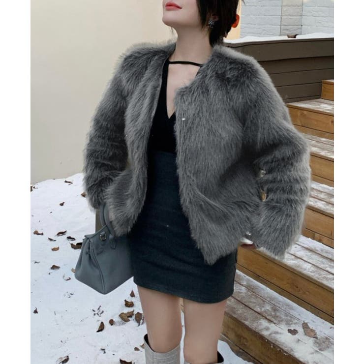 ファーショートコート フェイクファー もこもこ | Riff | 詳細画像54 