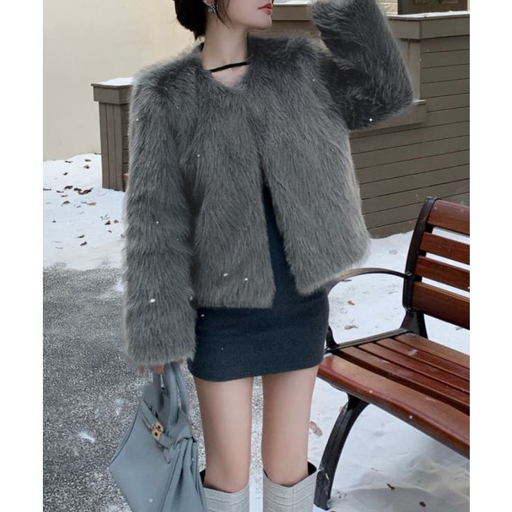 ファーショートコート フェイクファー もこもこ | Riff | 詳細画像55 