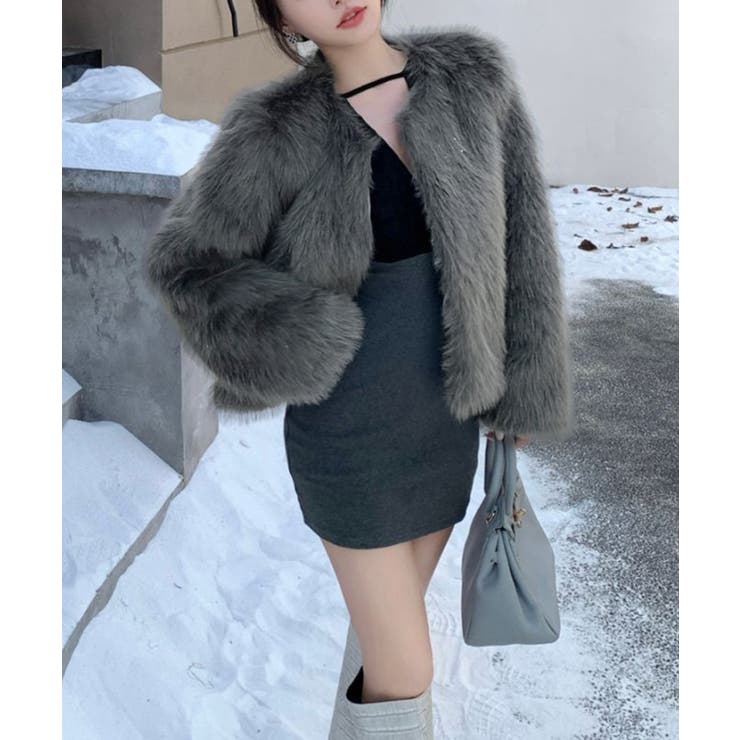 ファーショートコート フェイクファー もこもこ | Riff | 詳細画像56 