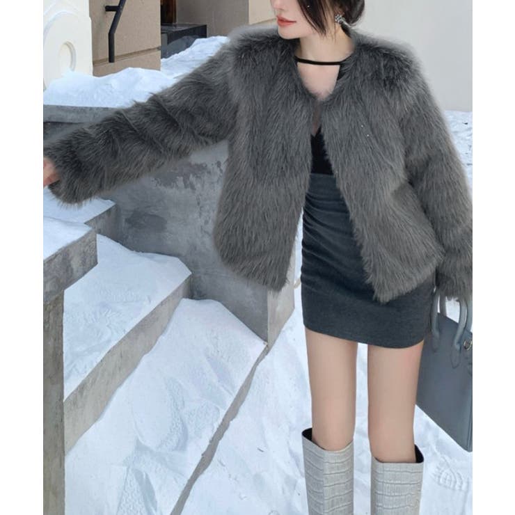 ファーショートコート フェイクファー もこもこ | Riff | 詳細画像58 