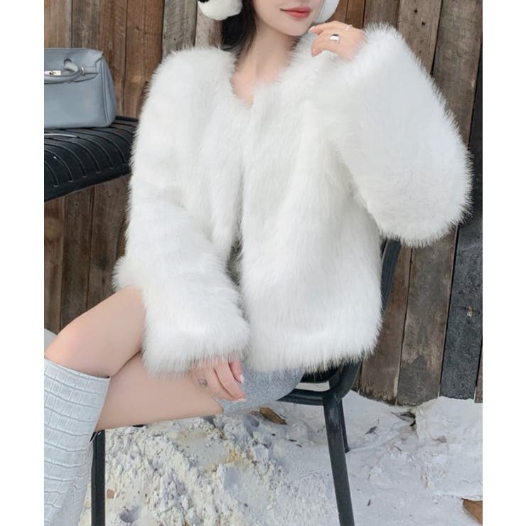 ファーショートコート フェイクファー もこもこ | Riff | 詳細画像59 