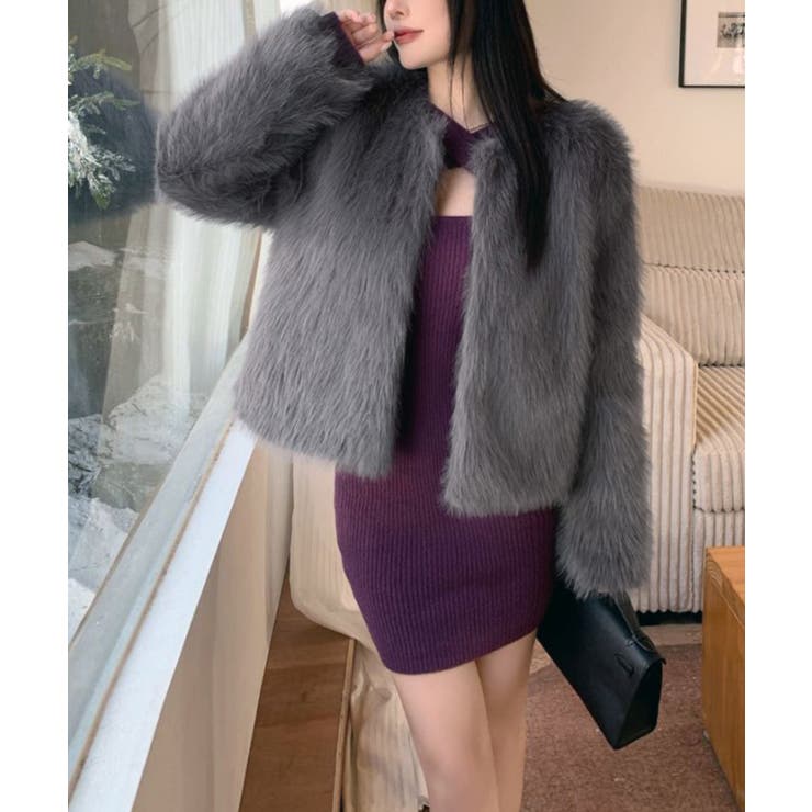 ファーショートコート フェイクファー もこもこ | Riff | 詳細画像6 