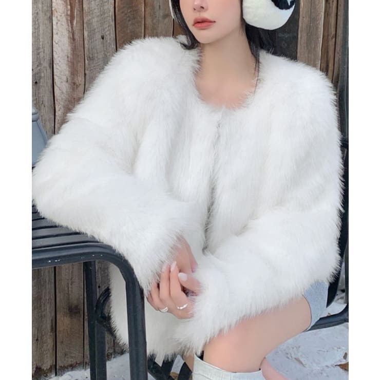 ファーショートコート フェイクファー もこもこ | Riff | 詳細画像63 