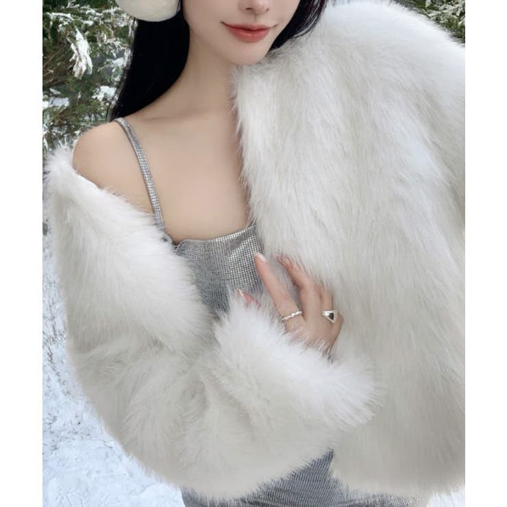 ファーショートコート フェイクファー もこもこ | Riff | 詳細画像64 