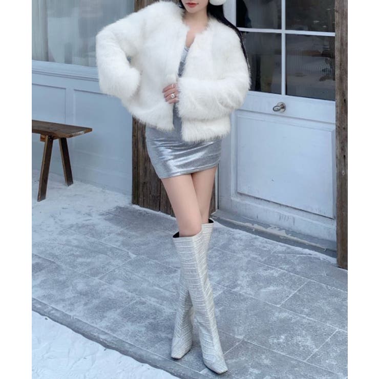 ファーショートコート フェイクファー もこもこ | Riff | 詳細画像69 