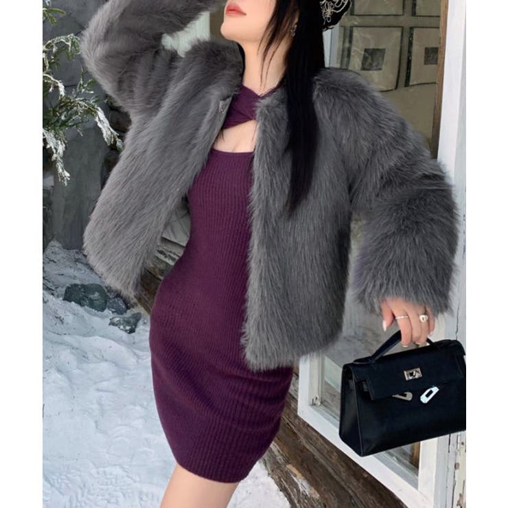 ファーショートコート フェイクファー もこもこ | Riff | 詳細画像7 