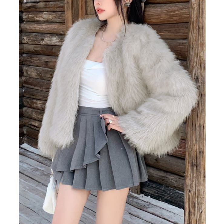 ファーショートコート フェイクファー もこもこ | Riff | 詳細画像71 