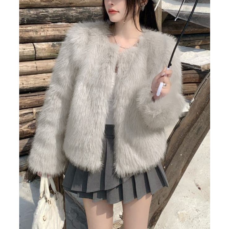 ファーショートコート フェイクファー もこもこ | Riff | 詳細画像72 