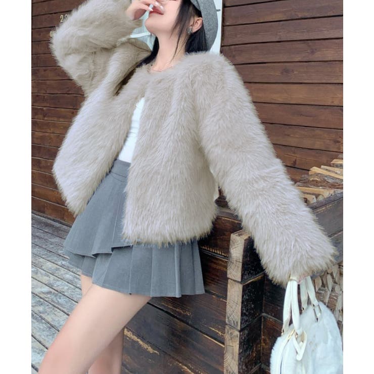 ファーショートコート フェイクファー もこもこ | Riff | 詳細画像75 