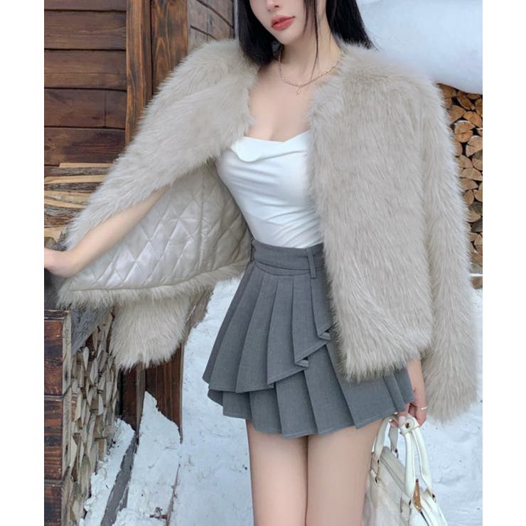 ファーショートコート フェイクファー もこもこ | Riff | 詳細画像76 