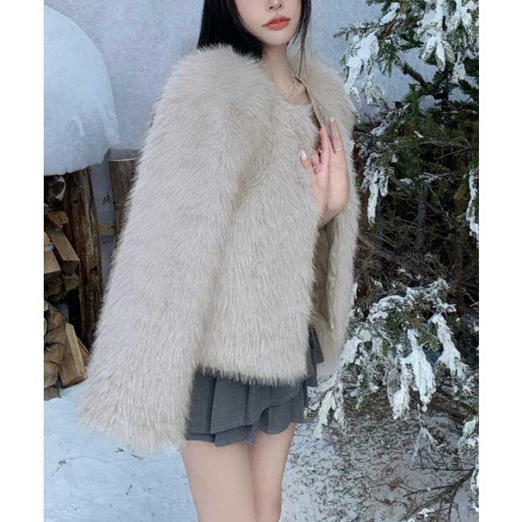 ファーショートコート フェイクファー もこもこ | Riff | 詳細画像78 