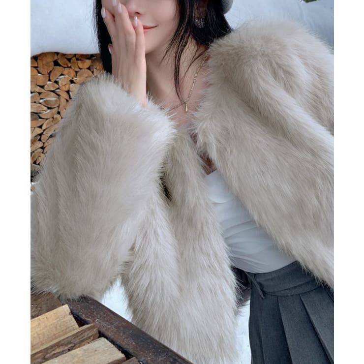 ファーショートコート フェイクファー もこもこ | Riff | 詳細画像79 