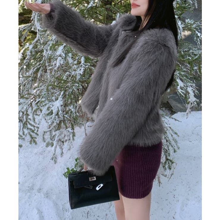 ファーショートコート フェイクファー もこもこ | Riff | 詳細画像8 