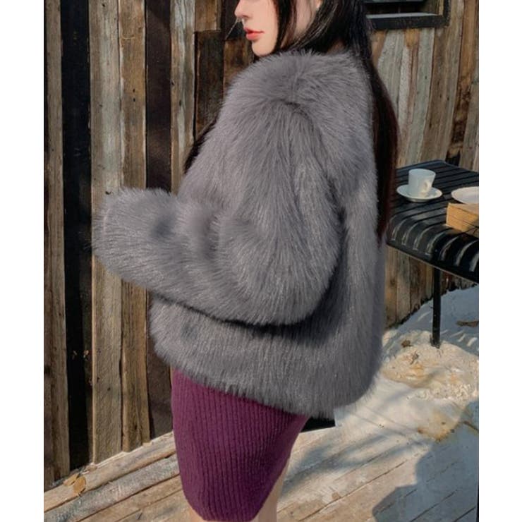 ファーショートコート フェイクファー もこもこ | Riff | 詳細画像9 