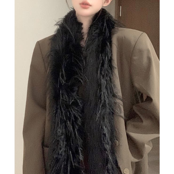 ブラック | ファーマフラー ショール フェイクファー | Riff