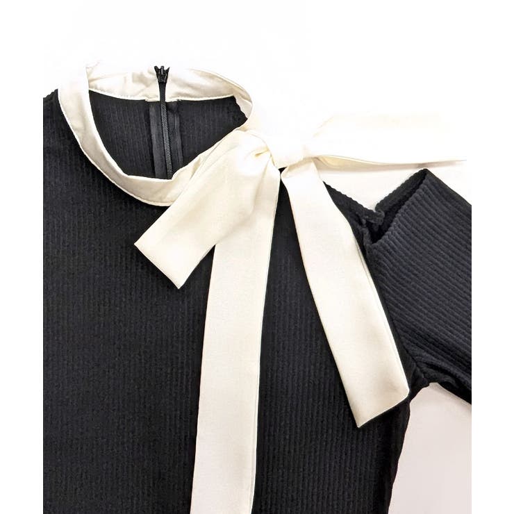 ワンショルリボンミニニットワンピース 配色リボン リブニット | Riff | 詳細画像22