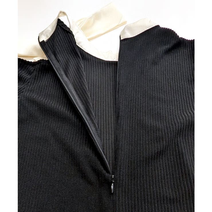 ワンショルリボンミニニットワンピース 配色リボン リブニット | Riff | 詳細画像24